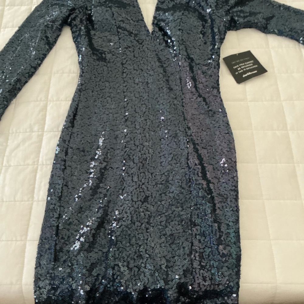 Charlotte Russe Black Sequin Long Sleeve Dress